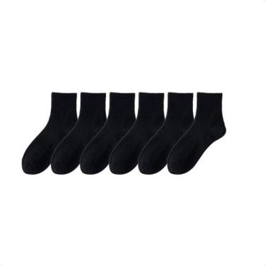 Imagem de Kit 6 Pares De Meias Cano Médio Cor Preto - Tamanho 38-44 - Lojaquitem