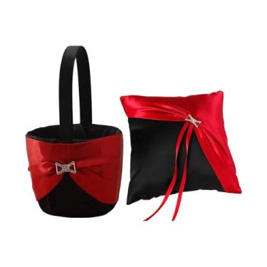 Imagem de Fenteer Cesta Portátil para Daminha de Casamento, Ideal para Cerimônia, com Almofada para O Porta-alianças, Estilo Ocidental.