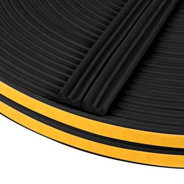 Imagem de Fita de espuma autoadesiva para decapagem climática tipo E excluidor de rascunho de porta de janela à prova de som selos de fita para vedação de lacuna, total de 20 metros de comprimento, preto