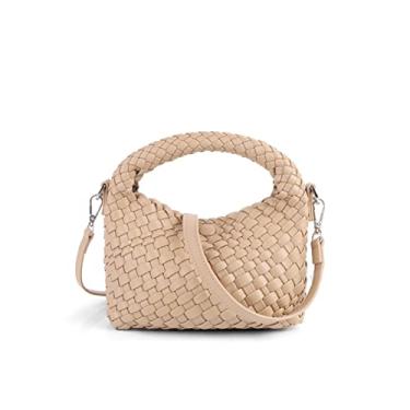 Imagem de Bolsa feminina de tecido pequena transversal, bolsa acolchoada de tecido com alça removível, Khaki