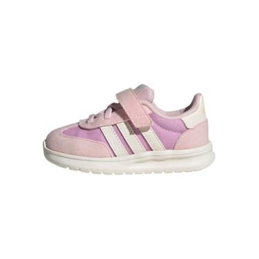 Imagem de adidas Tênis unissex Baby Run anos 70s 2.0 com cadarço elástico e alça, Bliss Lilac/Off White/Clear Pink, 6 Toddler