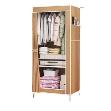 Imagem de Guarda Roupa Cabideiro Organizador Multiuso Com Prateleira Estante Quarto Closet Loja Marrom