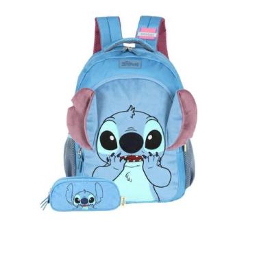 Imagem de Kit Mochila Stitch Costas E Estojo Triplo Infantil Escolar
