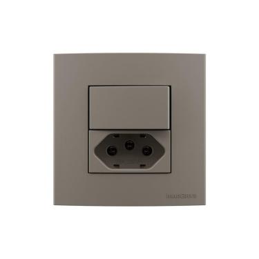 Imagem de Placa Para Móveis 80x80 Com Interruptor Paralelo 10a E Tomada 2p+t 20a Margirius Sleek Colors Argila Argila