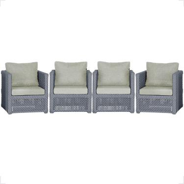 Imagem de 4 Poltronas Madri Alumínio Corda Náutica Estofado 3 Trama Prata