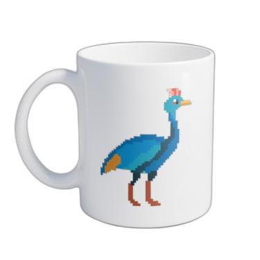 Imagem de Caneca Xícara de Café Porcelana 300ml Estilo Retro com Pássaros Coloridos