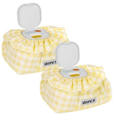 Imagem de Whiidoom Pacote com 2 capas para lenços umedecidos – Capa de tecido de algodão musselina, tamanho universal para todos os lenços e lenços, dispensador de lenços para berçário, sala de estar e estação