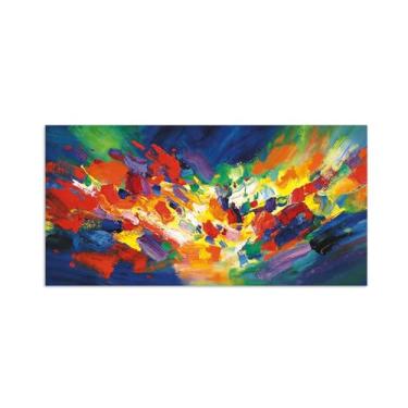 Imagem de Impressões abstratas em tela-Quadro texturizado para parede-Colorido 2-Pintura moderna para sala de estar 30x60cm Sem Moldura