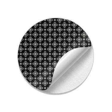 Imagem de Ladrilho Decorativo de Cerâmica Floral Preto e Branco