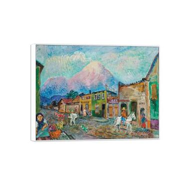 Imagem de BMZFYBS David Burliuk Famosas impressões em tela de arte de parede prontas para pendurar. Amecameca México. Pintura com moldura branca para decoração de sala de estar 50 x 65 cm 20 x 26 pol