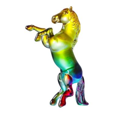 Imagem de Wswqop Estátua de cavalo de vidro em miniatura, peça de arte colecionável, ornamento Feng Shui para loja, sala de estar, Natal e Halloween, Style B