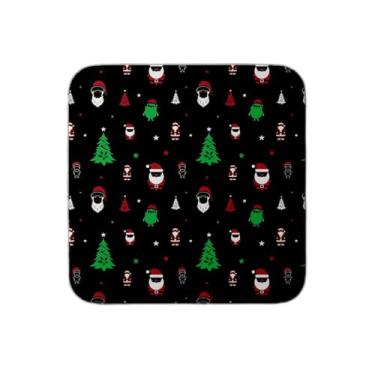 Imagem de Ladrilho Decorativo de Cerâmica Natalino com Estampa de Papai Noel e Árvores