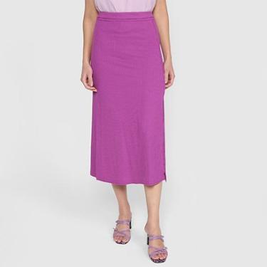 Imagem de Saia Midi All's Evasê Recorte Lateral Canelada-Feminino