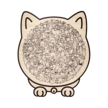 Imagem de Quebra-Cabeça De Madeira Em Forma De Gato Colorido Para Adultos, Decor