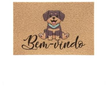 Imagem de Tapete Entrada Porta Casa Apartamento Capacho 40x60 40x75 Home Bem Vindo Diversos Bege Preto Cinza(Bem Vindo Dog 40x60)