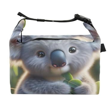 Imagem de TSENQUE Lancheira personalizada com folhas verdes de coala, para mulheres, lancheira divertida e fofa para o trabalho, bolsa térmica térmica para o trabalho