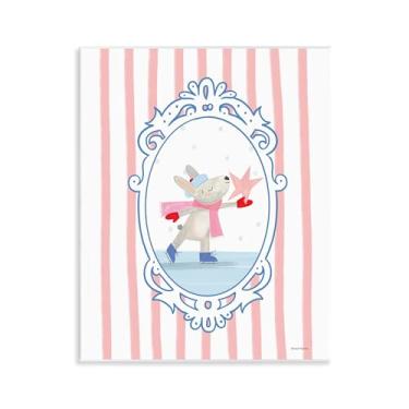 Imagem de Stupell Industries Arte de placa de parede de patinação no gelo Wintery Bunny, design por Rachel Nieman, 14 x 11