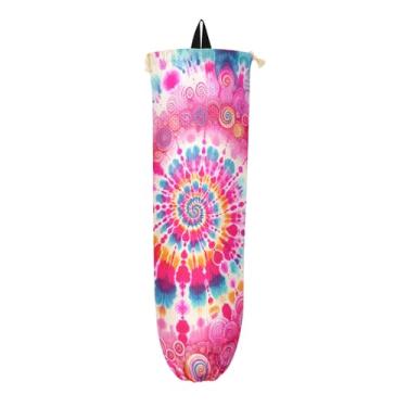 Imagem de Porta-sacos de plástico tie dye rosa, suporte de sacola de compras para sacolas plásticas, organizador de sacos para armazenamento de sacolas plásticas de cozinha, 1 pacote
