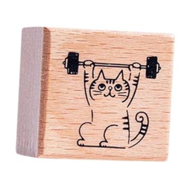 Imagem de oshhni Carimbo de gato para crianças Small Square Rubber Stamp On Wood Block Cute Animal para Cartão Fazendo Diário de Crafting Diário de Foto Decoração, Fitness