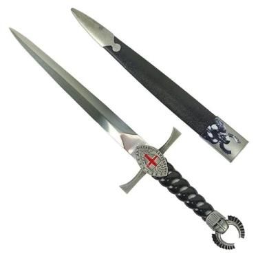 Imagem de Adaga Medieval Templária Espada Decorativa Aço Inox c/bainha