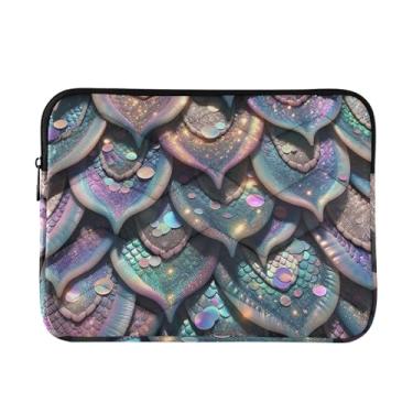 Imagem de GAIGEO Bolsa de laptop fina e leve com glitter Scales, capa de transporte durável para tablet de viagem para trabalho, bolsa de computador para mulheres, de 13 a 14 polegadas