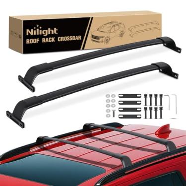 Imagem de Nilight Barras transversais de rack de teto compatíveis com GMC Acadia 2017 18 19 20 21 22 2023 com trilhos laterais, barras transversais ajustáveis de alumínio com menos ruído do vento para caixa de