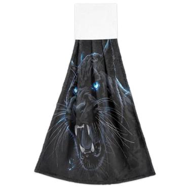 Imagem de Joisal Toalhas de cozinha penduradas no outono Black Angry Panther Oven Fingertip Conjunto de 2, toalha de mão de cozinha fofa altamente absorvente, 46 x 35 centímetros