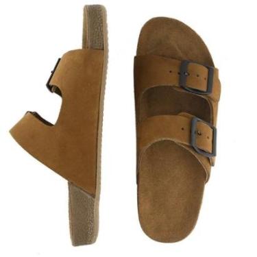 Imagem de Sandália Chinela Masculina Couro Masculina Anatômica Burly Heads Nobuck-Masculino