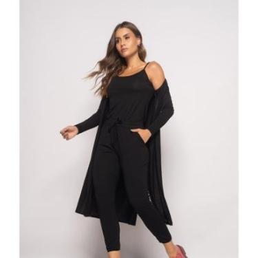 Imagem de Conjunto Salvatore Fashion Kimono Regata Calça Jogger Malha Feminino-Feminino