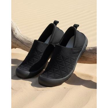 Imagem de Sapatos rasos com sensação de descalço para homens e mulheres, tênis sem cadarço para caminhada confortável, sapatos preguiçosos, sola plana, leve, casual, feminino, sapatos únicos pretos, Preto, 37