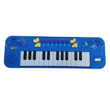 Imagem de Kit Teclado Musical Infantil com Microfone - Azul - UNIK TOYS
