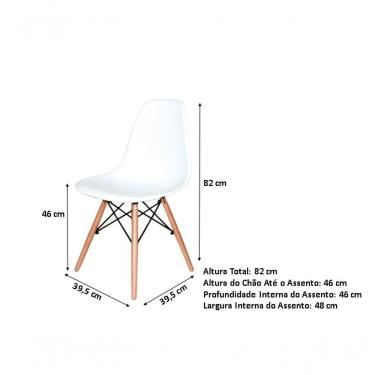 Imagem de Kit 4 Cadeiras Charles Eames Eiffel Branca Base Madeira Sala Cozinha Jantar