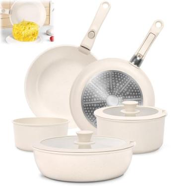 Imagem de Panela Ceramica 5 Peças, Jogo de Panelas, Non Stick Pot e Pan Set, Conjunto de Panelas de Cerâmica Punho Destacáve, Jogo de Panelas Ceramica, Panelas de Ceramica, Conjunto de Panelas