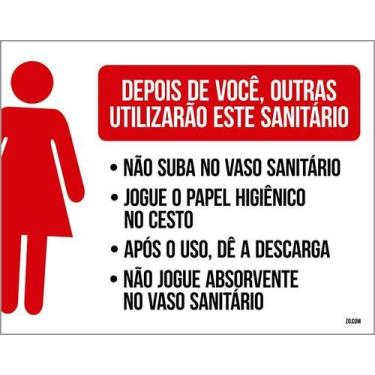 Imagem de Placa Sinalização Conservação Banheiro Feminino 36X46 - Sinalizo