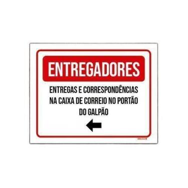 Imagem de Kit 3 Placa Entregadores Galpão Seta Esquerda - Sinalizo