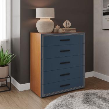 Imagem de Cômoda Valência 5 Gavetas Freijó Azul Politorno Móveis