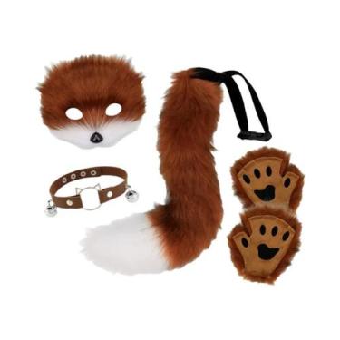 Imagem de Conjunto De Fantasia Para Meninas E Mulheres Com Máscara De Pelo Sinté