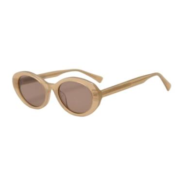 Imagem de HCPIHF Óculos de sol oval de acetato feminino, lentes de praia uv400, para áreas externas, feminino (3)