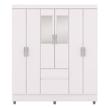 Imagem de Guarda-roupa Casal 6 Portas 2 Gavetas Com Espelho Ideval Branco-camari