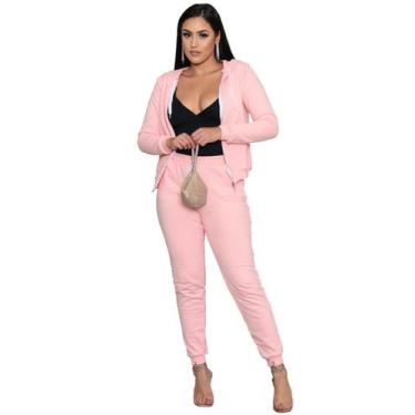 Imagem de Conjunto de moletom feminino Canguru Agasalho Blusa e calça de frio - 
