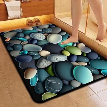 Imagem de Tapetes De Secagem Rápida Em Microfibra Antiderrapante Para Banheiro/Porta De Entrada Estilo 3D de Pedra (3D Pedra H)