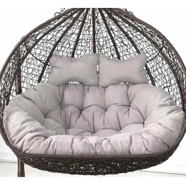 Imagem de Almofada para cadeira de balanço tipo rede, almofada dupla para cadeira suspensa em formato de ovo, luxuosa para varanda, quintal ou sacada, ideal para 2 pessoas. Inclui apenas a almofada.