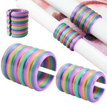 Imagem de Pacote com 2 suportes de rolo de lona de pintura de diamante, 2 tamanhos, organizador de anel de lona antiderrapante para kits de arte de diamante para adultos, facilmente enrole e armazene ferramenta