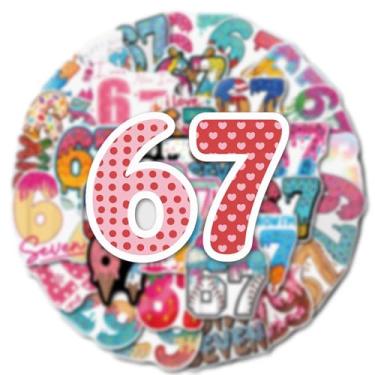 Imagem de Seis sete adesivos 50 peças - adesivos engraçados 6 7 meme decalques de vinil à prova d'água para adultos e adolescentes | 6-7 itens decorações para escola, telefone, laptop, garrafa de água, carro