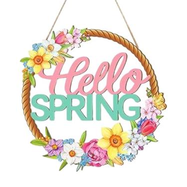 Imagem de Baoblaze Placa de Páscoa para Porta, Decoração Rústica de Madeira, Placa Decorativa para Parede, Jardim ou Área Externa, Flores