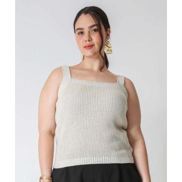 Imagem de Blusa Regata Plus Size Tricô Marisa Bege-73085, Bege, G2