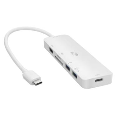 Imagem de Monoprice Adaptador HDMI 6 em 1 USB-C Multiport 4K, HDMI 4K a 60Hz, leitores de cartão, 100W PD, compatível com MacBook Pro/Air 2020, Galaxy S21, iPad Pro 2020