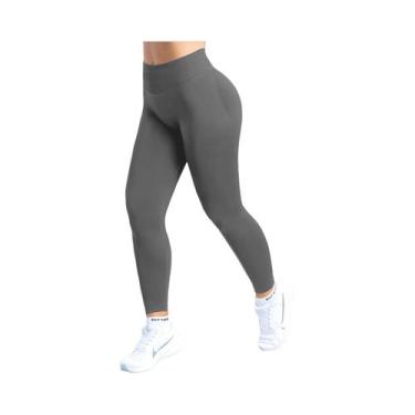 Imagem de Calças De Yoga Femininas De Cintura Baixa Com Efeito Levanta Bumbum E 