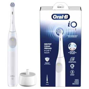 Imagem de Oral-B Escova de dentes elétrica recarregável iO Series 2, branco puro com 1 cabeça de escova de cuidado suave - sensor de pressão automático para proteger as gengivas - 3 modos - temporizador de 2