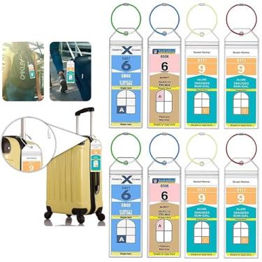 Imagem de Pacote com 8 porta-etiquetas de bagagem de cruzeiro, etiquetas transparentes elegantes, essenciais para viagens de cruzeiro